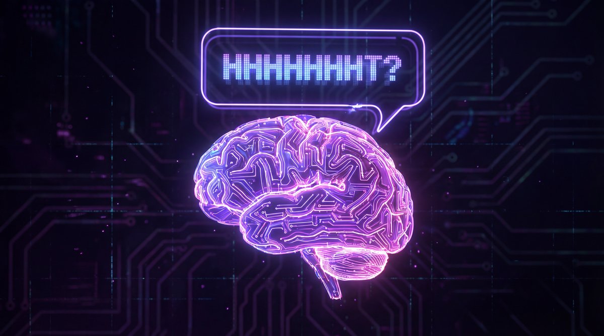 Stylized brain made of neon circuits overlaid with coin flip sequences